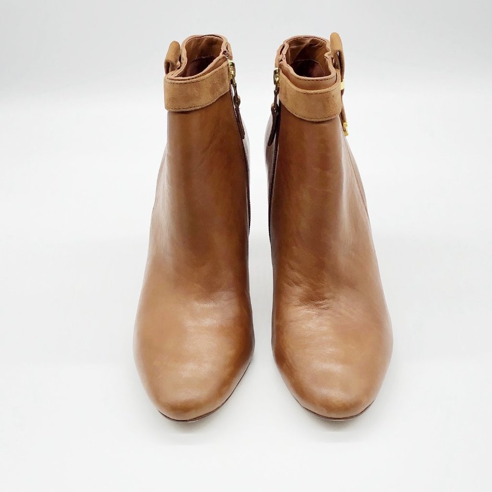 Lauren Ralph Lauren caramel colored leather Brin ankle boots with 3-4" heel - Picture 6 of 15